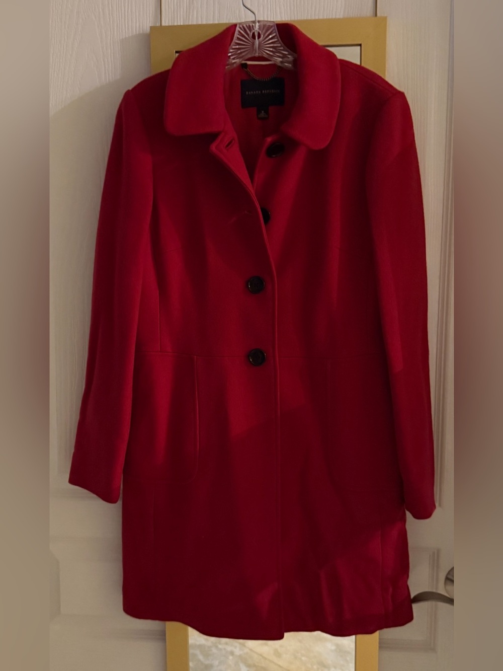 Banana Republic Vibrant Red Wool Pea Coat